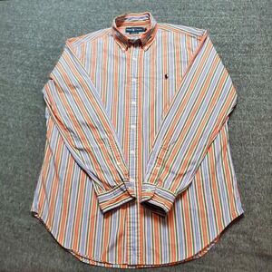Polo Ralph Lauren Classic Fit Button Down Shirt Mens Lg Colorful Ticking Stripe
